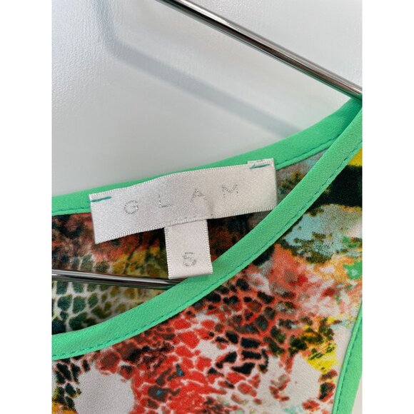 Glam Abstract Tank Tunic Dress Size Small Sleeveless Keyhole Boho Colorful Artsy - Picture 3 of 8